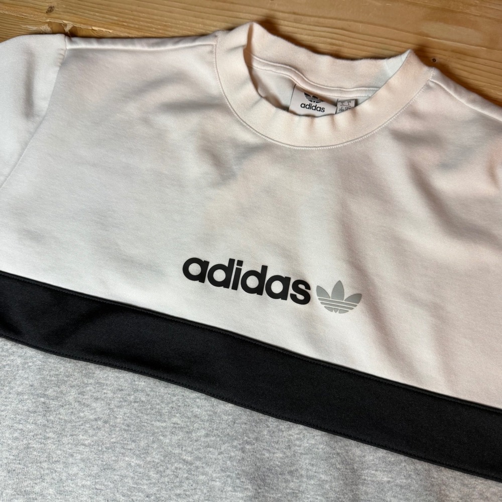 Adidas Originals ZX Colorblock Sweatshirt Mens Large Grey White Black Pullover - Picture 5 of 8